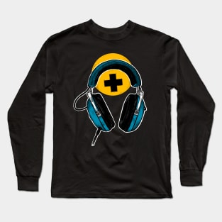 Headphones Blue Long Sleeve T-Shirt